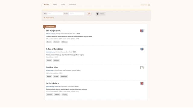 Bibli app screen